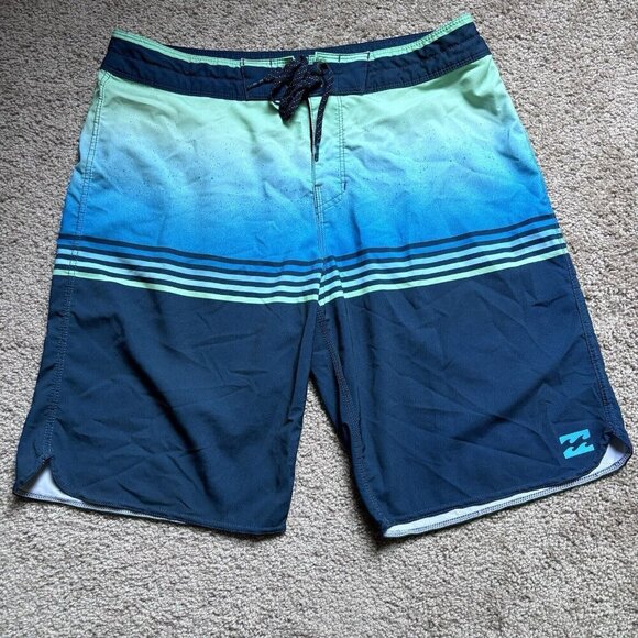 RARE Color Billabong Platinum X‎ 50 Surf Board Shorts Sz 33 Multicolor Blue Teal - Picture 1 of 7